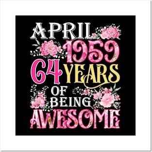 April Girl 1959 Shirt 64th Birthday 64 Years Old Posters and Art